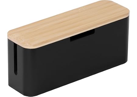 Relaxdays Kabelbox för grenuttag, bambu, lock HBT 14,5 x 34 x 11 cm, dold kabel, uttagslåda, natur/s - Amazon Deal & Rabatt