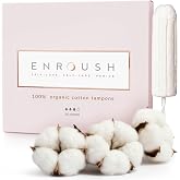 ENROUSH 100% Organik Pamuklu Tampon | Doğada &Ccedil;&ouml;z&uuml;n&uuml;r ve Toksinsiz | Hipoalerjenik - Tahriş ve Alerji Yapmaz | Ultra Emici - S