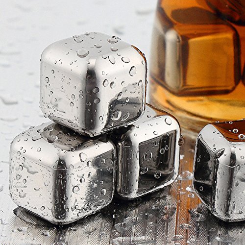 MVPOWER Whisky Steine Edelstahl Eiswürfel Whisky Eiswürfel Ice Cubes Set Whiskey Rocks Stones wiederverwendbaren Eiswürfel 8 Stück mit Klammer - 3