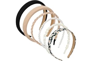 Shengxi 6 Stück Haarreifen für Damen, Haarreif Dirndl Haarreif Weiß Haarband Damen Sommer Bride Haarreif Perlen Haarreif Rutschfest Modisch Damen-Stirnbänder für Haare