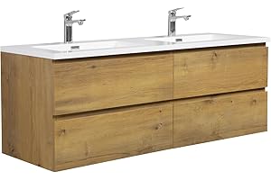 Badplaats B.V. Badezimmer Badmöbel Set Angela 140cm - Eiche - Unterschrank Schrank Waschbecken Waschtisch