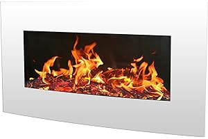 BREAKLING Chimenea eléctrica de Pared con calefacción, Efecto de Llama Leds - Chimenea Decorativa bajo Consumo - Mando a Distancia - 2000W - Blanco