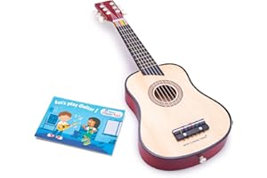 New Classic Toys - 10304 - Musikinstrument - Spielzeug Holzgitarre - Deluxe - Naturell, Kinder (Unisex)