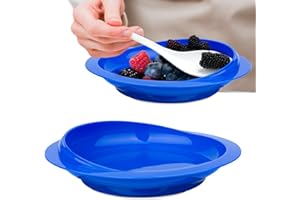 MOSKESON 2Pack Spill Proof Scoop Plate with Non-Skid Suction Base, Adaptive Self-Feeding Dinnerware for Elderly and Disabled