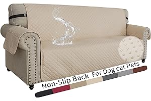 XINEAGE Sofá Cubrir a Prueba de Agua sofá Cubre para el sofá cojín 3, Cubierta deslizdeslizlavsuper Suave con correelantidesliz, Protector de Muebles de Las Mascotas del Perro (3 Plazas, Beige)