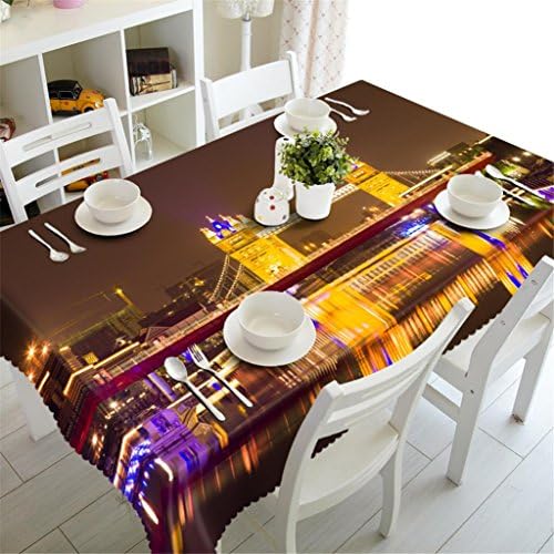 Tablecloth 3D London Bridge Night Scene Polyester Printing Dust-proof Thickened Dinner Decorative Table Cover , o