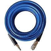 3/8" PVC/Rubber Hybrid Air Hose Blue With 1/4" Europe Steel Quick Coupler And Plug Fittings 10m Length~p105289363