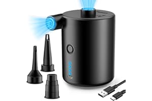 BOSONER Elektrische Luftpumpe Akku Pumpe: 4000mAh Wiederaufladbare Luftpumpe mit 3 Luftdüse - Schnell Inflator Aufblasen für Schlauchboot Planschbecken Aufblasbare Pool Luftmatratze