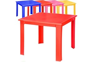 A406 Kids Children Plastic Table Strong Folding Table Suitable for Outdoor Side Table (Red)