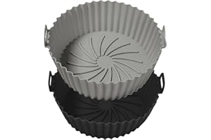 Uanqfegy Silikon Air Fryer Liner, 2 st 20 cm rund non-stick korginsats