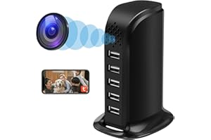 Nisanmoon 2.4/5G WiFi Cámara Oculta 5 Puertos USB Cargador WiFi Cámara HD 1080P Cámara Espía, Mini Espía Oculto Wi-Fi Cámara Apoyo Detección de Movimiento y Tuya Smart App Vista Remota
