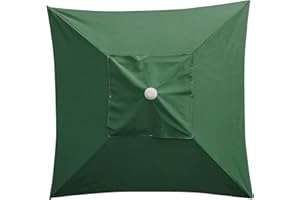 DULRLLY Housse de rechange carrée pour parasol de patio à 4 baleines – Tissu de rechange imperméable pour parasol d'extérieur de 2 x 2 m