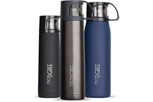 720°DGREE Thermoskanne mit Becher “Follow” - 450ml - 3 Größen, Auslaufsicher, BPA-Frei - Edelstahl Thermosflasche, Isolierflasche für Kaffee, Tee - Perfekt für Outdoor, Arbeit, Kinder, Schule, Baby