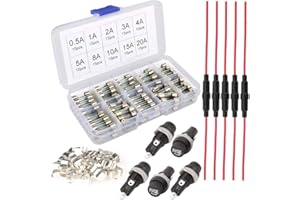 Gebildet 150pcs 5x20mm Fast-Soffiare il Vetro Fusibili + 5pcs AGC Inlineaa Vite Tipo Portafusibile + 5pcs Portafusibili per Montaggio a Pannello + 30pcs Sede del Fusibile, Auto Fusibili in Vetro Kit