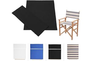 SUNJULY Fodere per Sedie, 1 Set Tela Sedie da Regista Kit Sostituzione Moderna Sedia Elasticizzata Copertura Antimuffa Lavabile Resistente Sedia da Regista Sedia Pieghevole Sedia (Nero)