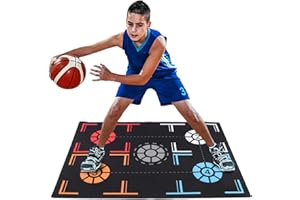 FOLOSAFENAR Tappetino da Allenamento per Pallacanestro in Gomma Nera da 2 mm, promemoria Punti Silenzioso, Tappetino per Passi da Pallacanestro, per esercitarsi nel Dribbling a casa con i Bambini