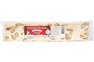 Les Ruchers du Luberon - Nougat Blanc de Provence en Barre 300 g - Nougat Tendre aux Amandes et au Miel de Lavande pour Noel - Fabrication Artisanale