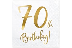 ‎PARTYDECO PartyDeco Servietten 70.Geburtstag 20 Stück 33x33cm 3-lagig Papierservietten Geburtstagsservietten