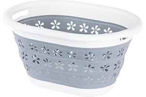 LIVIVO Collapsible Laundry Basket 17L - Foldable Laundry Basket with Handles, Space-Saving Pop Up Washing Basket - Multipurpose Laundry Hamper for Home, Dorms & Utility Rooms (Grey)