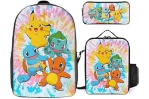Ukerneryf Cartoon Kid Backpack, School Bag Set 3 Pcs, 17 Inch Large Capacity Book Bag with Lunch Bag and Pencil Case, for Back to School Gifts