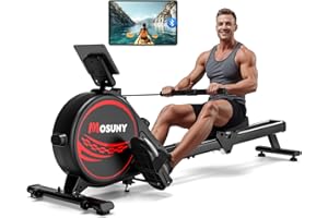 MOSUNY Rudergerät für Zuhause, wahlweise 16/32 Stufen Stufen Widerstand, Leises Magnetisches Rudergerät, Upgrade Doppel-Slide-Rails, App-Kompatibel LCD-Datenanzeige, Belastbar bis180kg