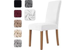 Homebliss Stuhlhussen 6er Set Stretch,Stuhlhussen Schwingstühle Elastisch für Esszimmer- und Küchenstühle, Stuhlbezug Sehr Weich Bequem Kratzfest Weiß