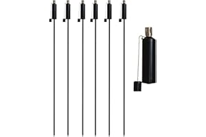 Harbour Housewares x6 Black 146cm Garden Fire Tiki Torch - Cylinder - Oil Paraffin Outdoor Candle Flames Lantern Light