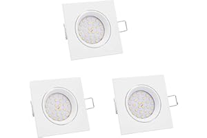 Lumare LED Dimmable Recessed Spot 4W | Set di 3 | 400lm, IP44 | Profondità d'incasso 27mm, Ø68mm | Bianco caldo | Bianco angolato | Modulo luminoso intercambiabile