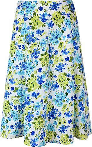 KK Fashion Lines Ladies Womens Floral Skirt Lightweight Polyester Fabric 27" Length, 8 Panels