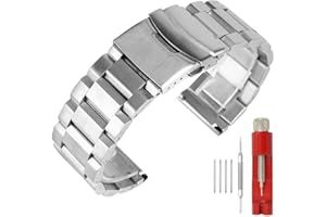 Kai Tian Solide bicolore Bracelet en acier inoxydable bracelet en métal de remplacement de montre de surface brossée pour les hommes femmes 18mm 20mm 22mm 24mm Noir Argenté