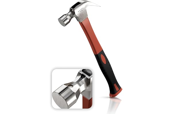 Buildskill Hammer 8 Oz, Forged Steel Head for Superior Strength & Durability, Fibreglass Handle, Carpenter Tools, With Magnetic Tip for Easy Use, 2 in 1 Combination Claw & Flat Head