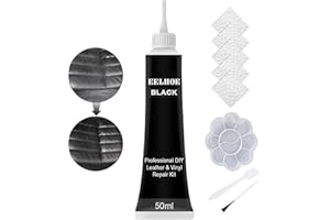 TaimeiMao Kit Reparation Cuir,50ml Pâte Réparatrice Cuir,Réparation pour Cuir Liquide, Kitde Réparationde Vinyle et de Cuir,Kit Rénovation Cuir (Noir-1)