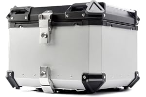 BEESOM 36L 45L 55L 65L 80L 100L Top Box for Motorcycle, Motorcycle Tour Tail Box, Motorcycle Top Box Aluminum Motorcycle Luggage with Security Lock, for Motorbike,Moped,Scooter,Silver-100L