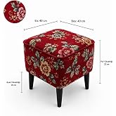 Coart Home Puf - Ayak Uzatma Koltuğu, Ahşap Ayak, Kırmızı, 40x40 cm, Kare