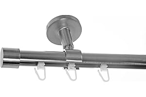 BASIT Innenlauf Gardinenstange 1 läufig 320 cm lang Edelstahl Look I Gardinenstange Deckenmontage 1 läufig Ø20mm I In 120-600cm verfügbar I D30