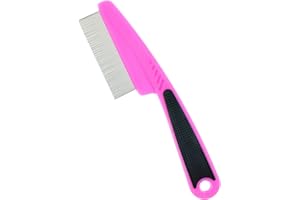 Syolee Flea Comb for Dog Cat Flea Lice Tear Stain Remover Pet Combs Fine Tooth Grooming Removal Tool Pink, 18cm x 4.5cm