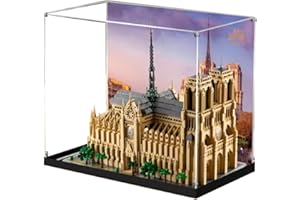 BUOSHA JIULIN Présentoir en acrylique compatible avec Lego 21061 Notre Dame de Paris, boîte de présentation protectrice anti-poussière modèle cadeau, vitrine transparente (vitrine uniquement)
