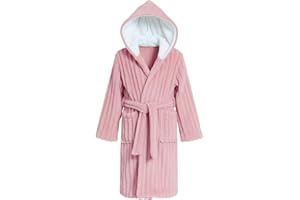 JiAmy Szlafrok kąpielowy z kapturem dla dziewcząt, puszysty polar, plusz, długi płaszcz do spania dla dzieci