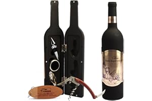 YOBANSA Set di Accessori da Vino a Forma di Bottiglia di Vino,Accessori per Il Vino Include cavatappi,Tappo per Vino,versatore per Vino Regali di Natale(Bottle 01)
