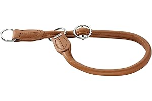 HUNTER ROUND & SOFT ELK Obroża dla psa, skóra, miękka, okrągła, chroniąca futro, 50 (M-L), koniak