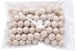 MLJTOYO Lot de 150 grandes perles rondes en bois brut de 16 mm sans trou pour travaux manuels, décoration de ferme, macramé, travail à la main (boule en bois de 16 mm)