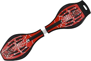 MAXOfit® Waveboard Pro XL «Spider-Rot», Charge Max. 95 kg, Roues Lumineuses et Sac Inclus - 88 x 23 x 14 cm
