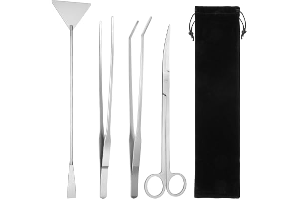 Flintronic Aquarium Kit Outil, 6 en 1 Aquarium Aquascaping Kit, INOX réservoir d'eau Réservoir Eau Plante Pinces Ciseaux Outils Set,Pinces d'alimentation pour Reptiles,Plantes Aquatiques et Terrarium