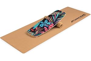 ‎BOARDERKING BoarderKING Indoorboard - Balance Board für Indoor-Surfen und Skaten, Gleichgewichtsboard für NeuroMuscular Response Training, inkl. Schutzmatte