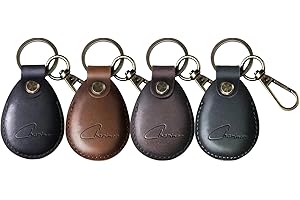 CHARINOR Hülle für Apple AirTag Anhänger, Airtags Schlüsselanhänger aus ECHTEM Leder, Versteckt Hülle für Air Tag[4er Pack-Kaffeebraun+Dunkelbraun+Schwarz+Grün2.0]