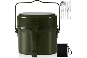 Vaileal Värmebeständig aluminium campingservis med kniv, gaffel och sked, vikbar för 1-2 personer