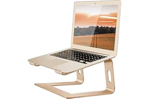 Orionstar Laptop Stand for Desk, Aluminum Laptop Riser, Portable Computer Stand for Apple Mac MacBook Air Pro 10-15.6 Inch Notebook Computer, Detachable Ergonomic Elevator Holder Macbook Stand, Gold