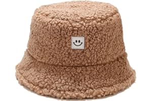 crazy bean Winter Fuzzy Eimer Hut für Frauen Warme Mütze mit breiter Krempe Flauschige Eimer Hut