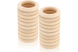 FULUSHOUXI 20 Pcs Natural Wooden Rings, 55mm Unfinished Wood Rings, Wooden Loops Ring Pendant Connectors for DIY Arts and Crafts, Jewellery Making, Home Decor Wood Ring Pendant Connectors