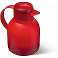 Emsa 504232 Samba Quick Press closure vacuum jug, 1.0 litres, translucent red